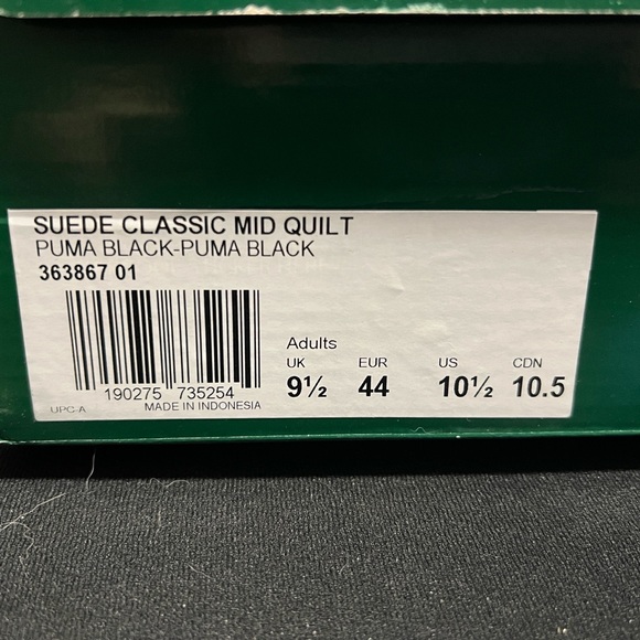Brand Nee PUMA Suede Classic Mid Quilt. Size 10.5, black quilt and never worn. - Picture 3 of 8
